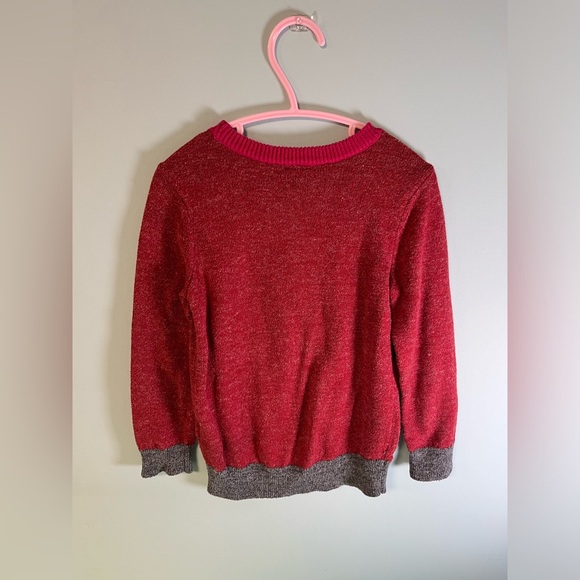Baby Gap Red, Grey with Pink Heart Long Sleeve Sweater, Girl Size 5, kid sweater - Picture 2 of 7